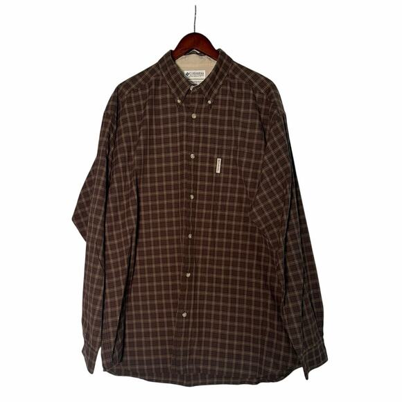 Columbia Shirt Mens Plaid XXL Brown Tartan LS Button-Up Casual Fall Hunting Camp - Picture 1 of 4